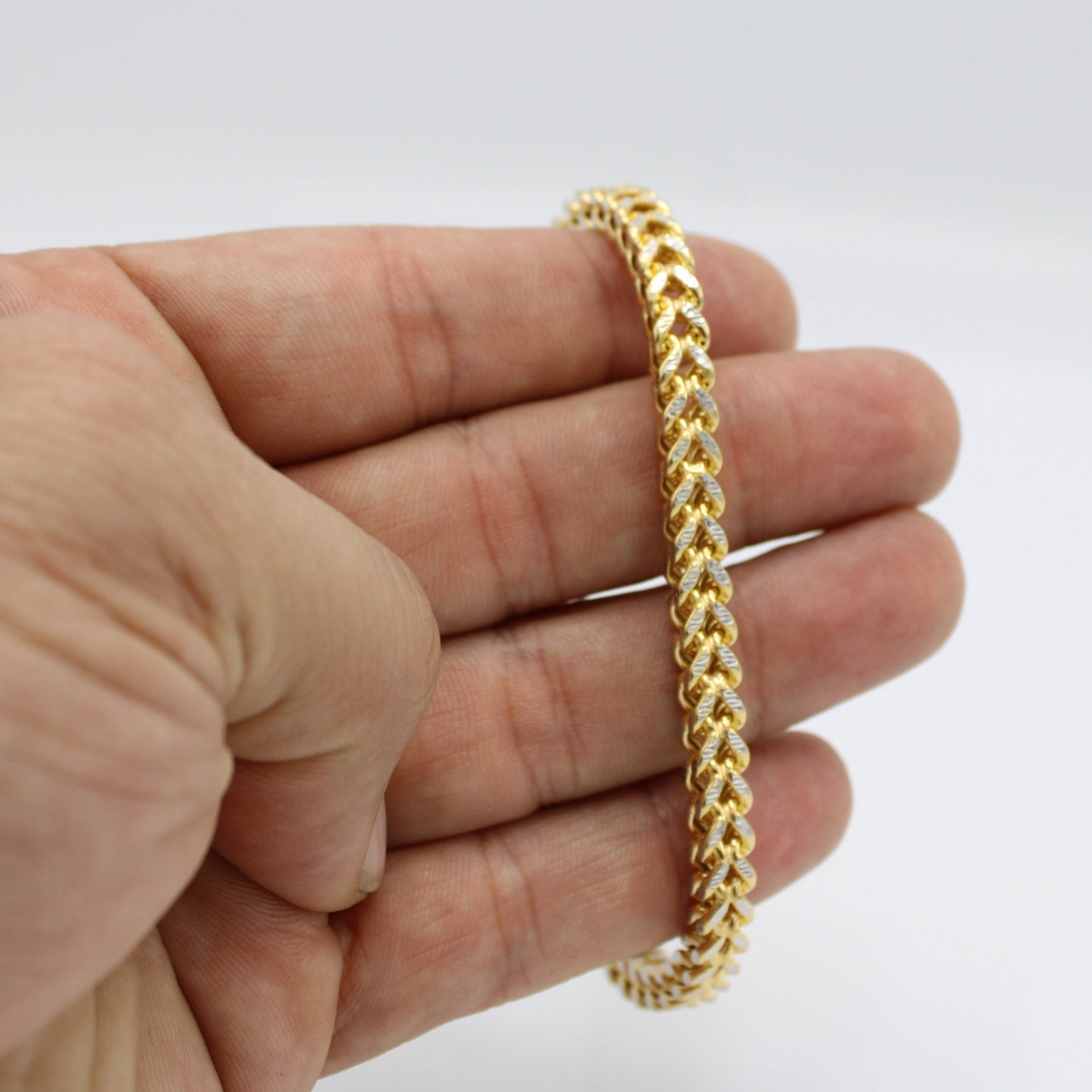 14K Franco Bracelet two Tones Yellow Gold