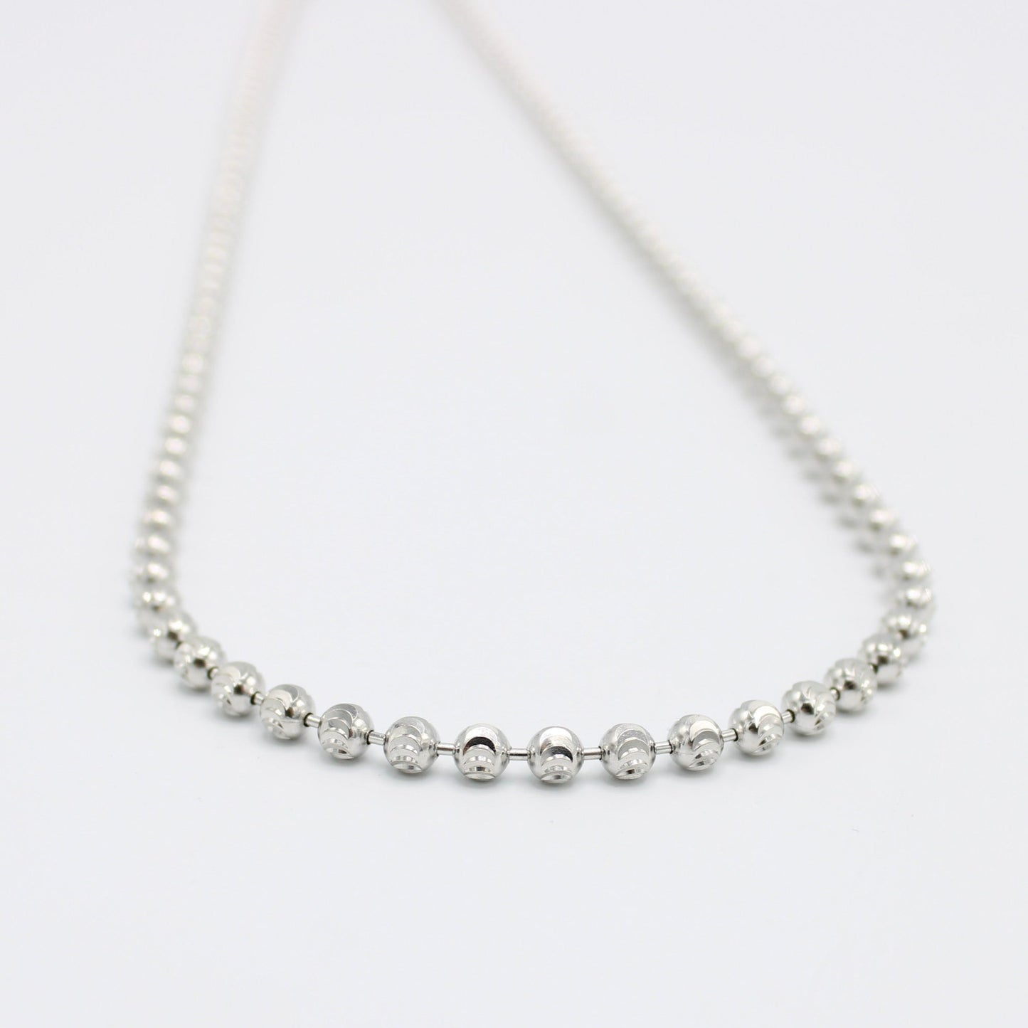 14K Moon Cut Chain White Gold