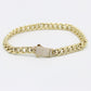 14K Women's Semi-Solid Cuban Bracelet Cz Stones At Lock