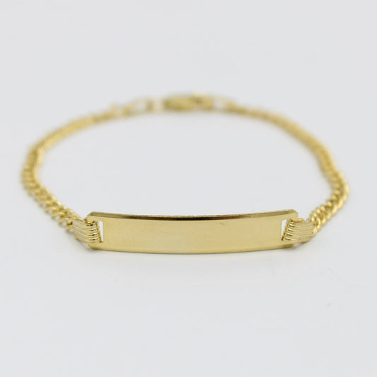 14K Name Plate Solid Cuban Baby Bracelet yellow Gold