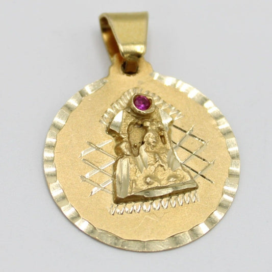 14K Virgen Maria Solid Pendant Yellow Gold