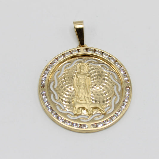 14k San Lazaro Pendant Cz Stones Yellow Gold