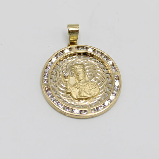 14K Santa Barbara Pendant Cz Stones Yellow Gold