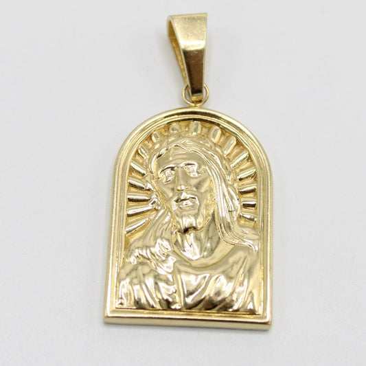 14K Jesus Face Pendant Yellow Gold