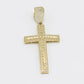 14K Cross Pendant Cz Stones Yellow Gold