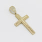 14K Cross Pendant Cz Stones Yellow Gold