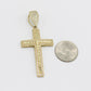 14K Cross Pendant Cz Stones Yellow Gold