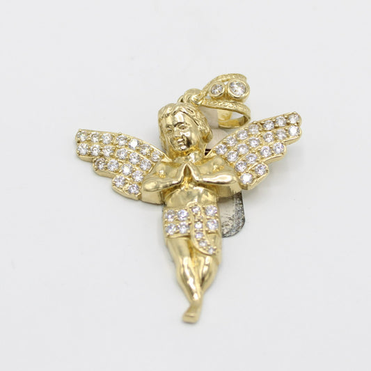 14K Angel Cz Pendant Yellow Gold