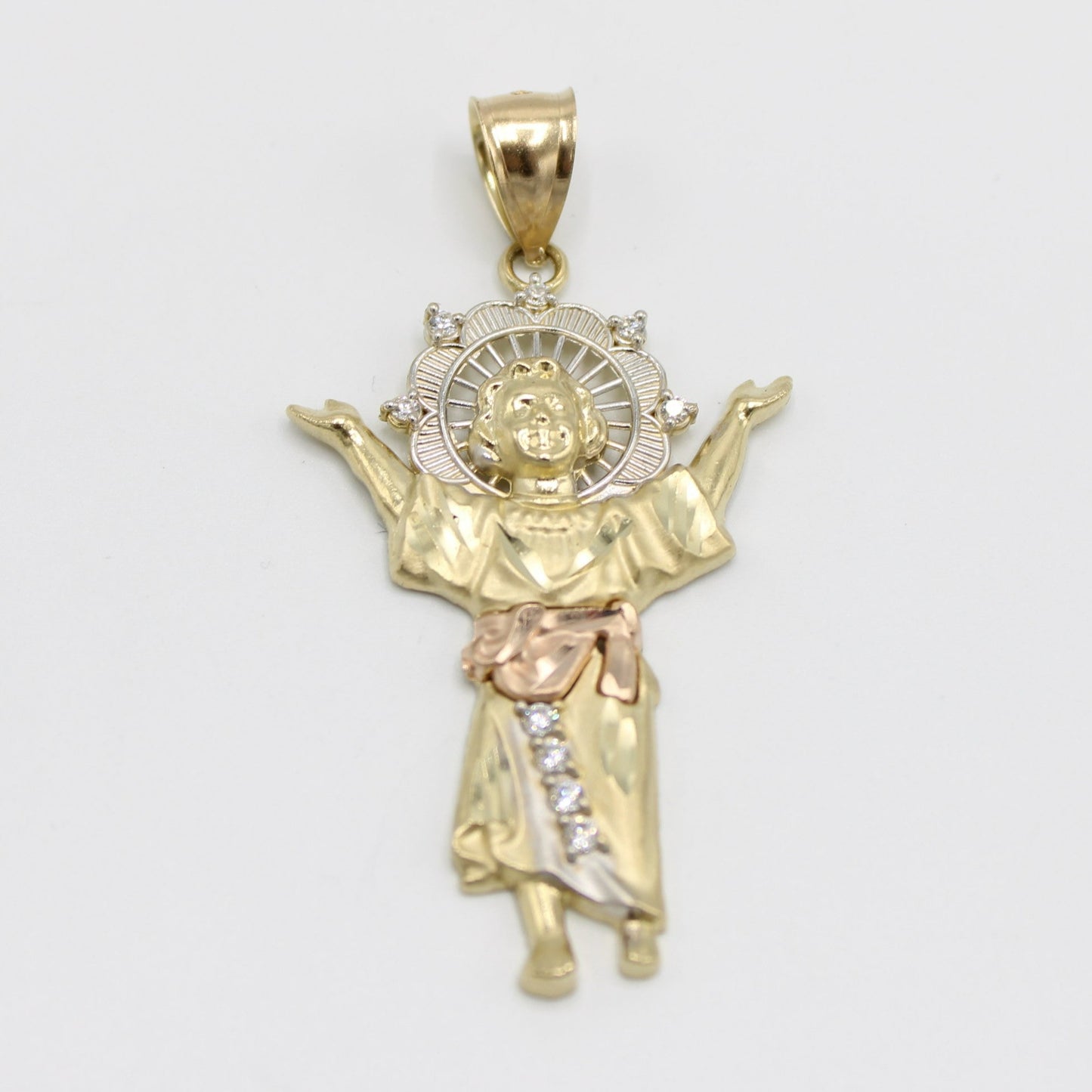 14K Niño Divino Cz Pendant Three Tones Of  Gold