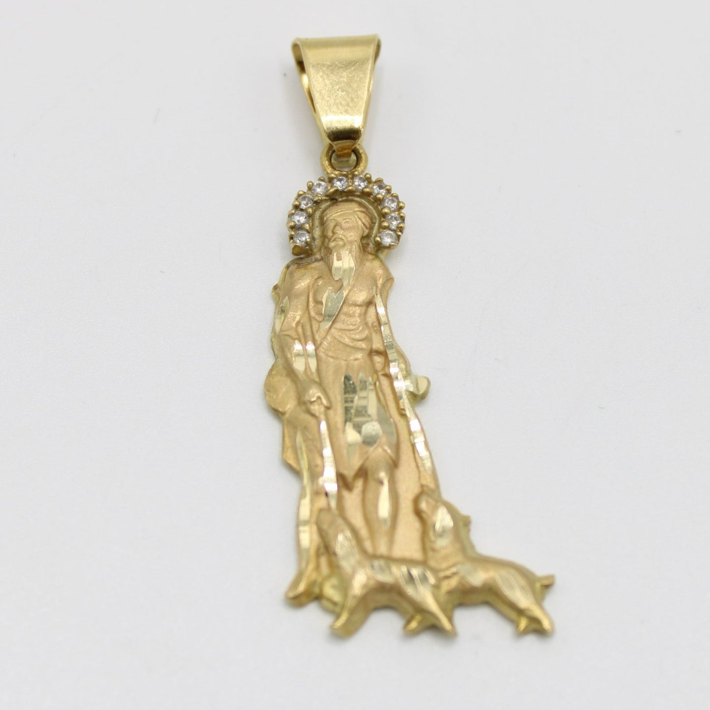 14K Solid San Lazaro Pendant Cz Stones Yellow Gold