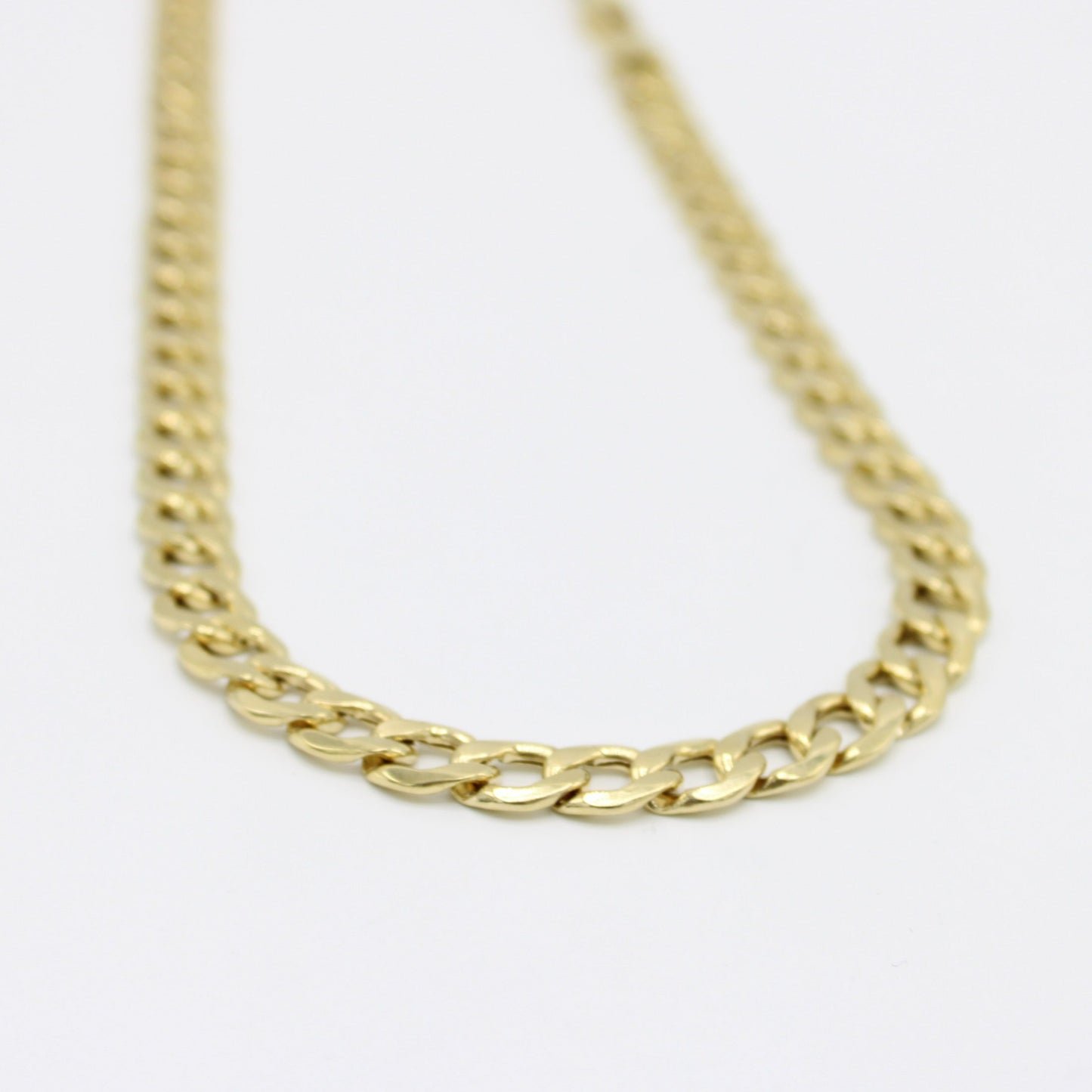 14K Semi-Solid Flat Cuban Chain Yellow Gold