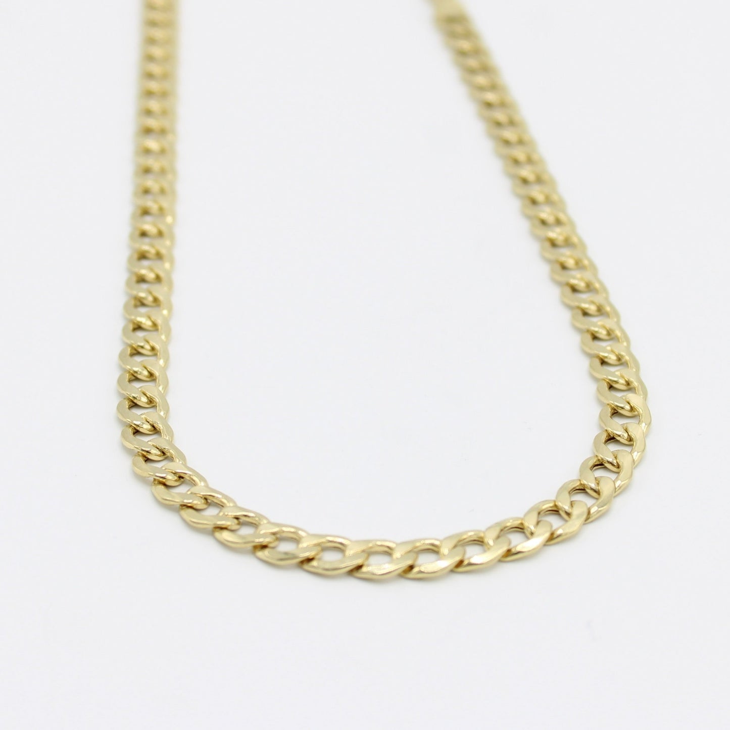 14K Semi-Solid Flat Cuban Chain Yellow Gold