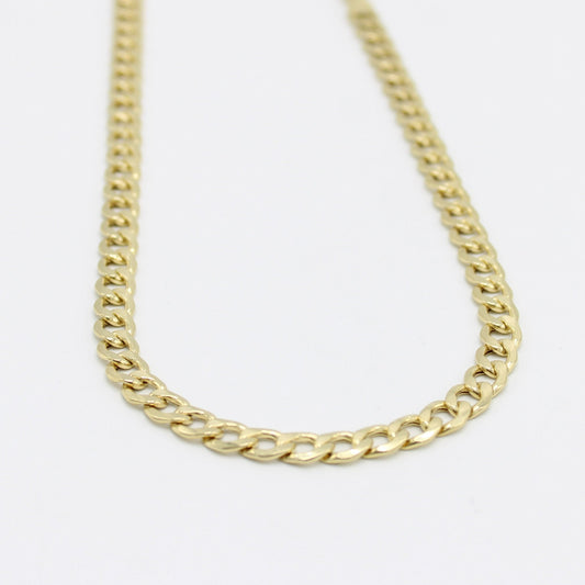 14K Semi-Solid Flat Cuban Chain Yellow Gold