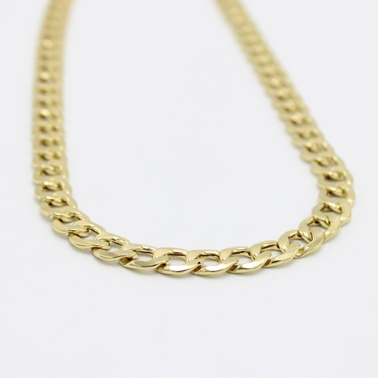 14K Semi-Solid Flat Cuban Chain Yellow Gold