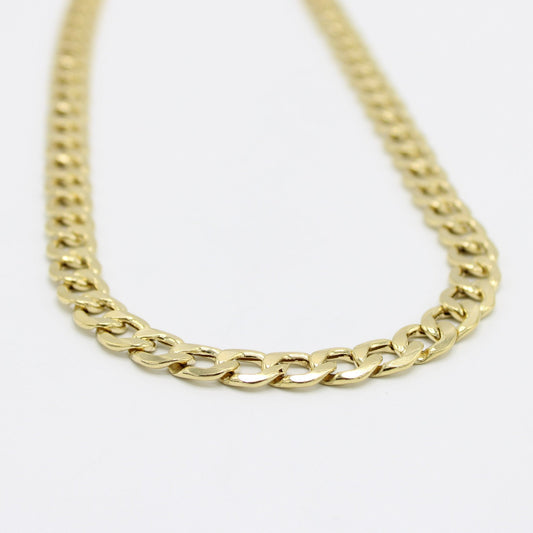 14K Semi-Solid Flat Cuban Chain Yellow Gold