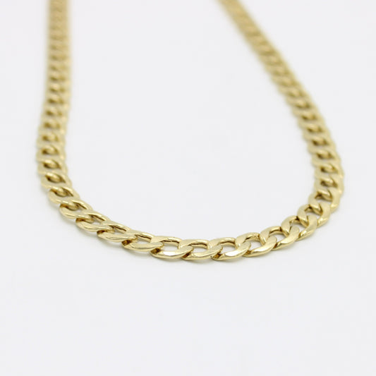 14K Semi-Solid Flat Cuban Chain Yellow Gold