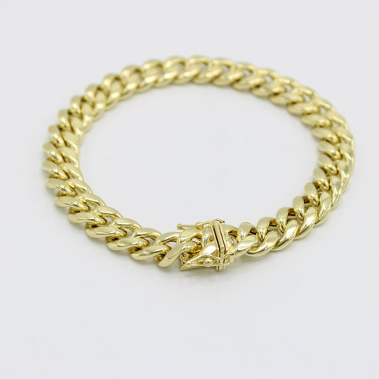 14K Semi-Solid Miami Cuban Bracelet  \\ 9.4 mm \\