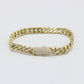 14K Women's Semi-Solid Cuban Bracelet Cz Stones At Lock