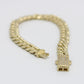 14K Women's Semi-Solid Cuban Bracelet Cz Stones At Lock