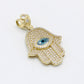 14K Hamsa Pendant Cz Stones Yellow Gold