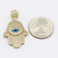 14K Hamsa Pendant Cz Stones Yellow Gold