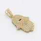 14K Hamsa Pendant Cz Stones Yellow Gold