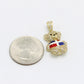 14K Teddy Bear Dominican Flag Cz Stones Yellow Gold