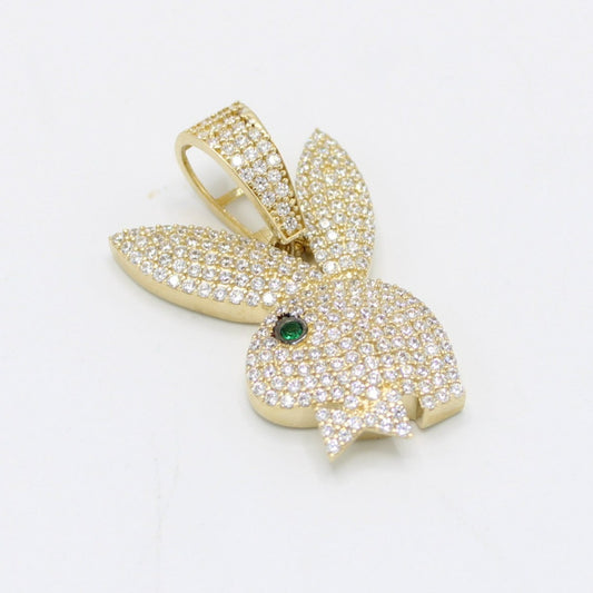 14K Playboy Cz Stones Yellow Gold