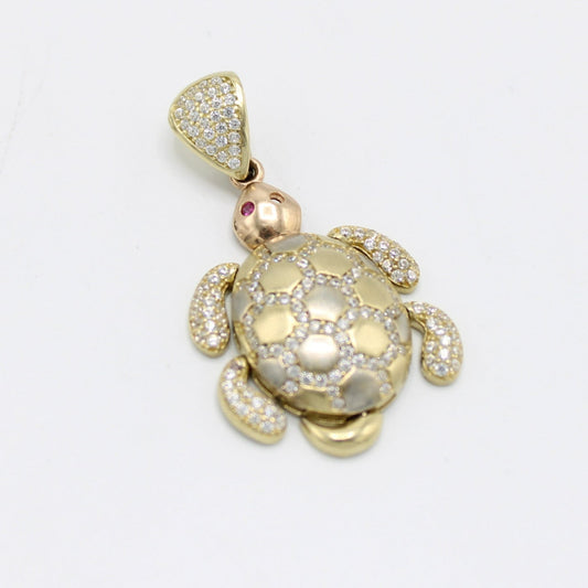 14K Turtles Cz Stones Yellow Gold