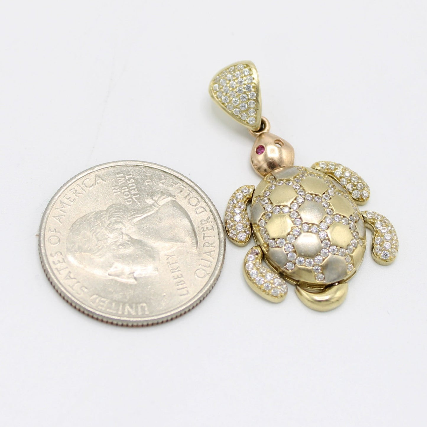 14K Turtles Cz Stones Yellow Gold