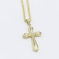 14K Cross Pendant with Hollow Rope Chain Yellow Gold