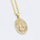 14K Guadalupe Virgen Pendant Cz Stones with Hollow Rope Chain Yellow Gold