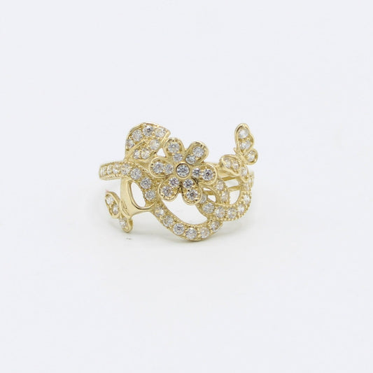 14K Women's Ring Cz Stones Yellow Gold