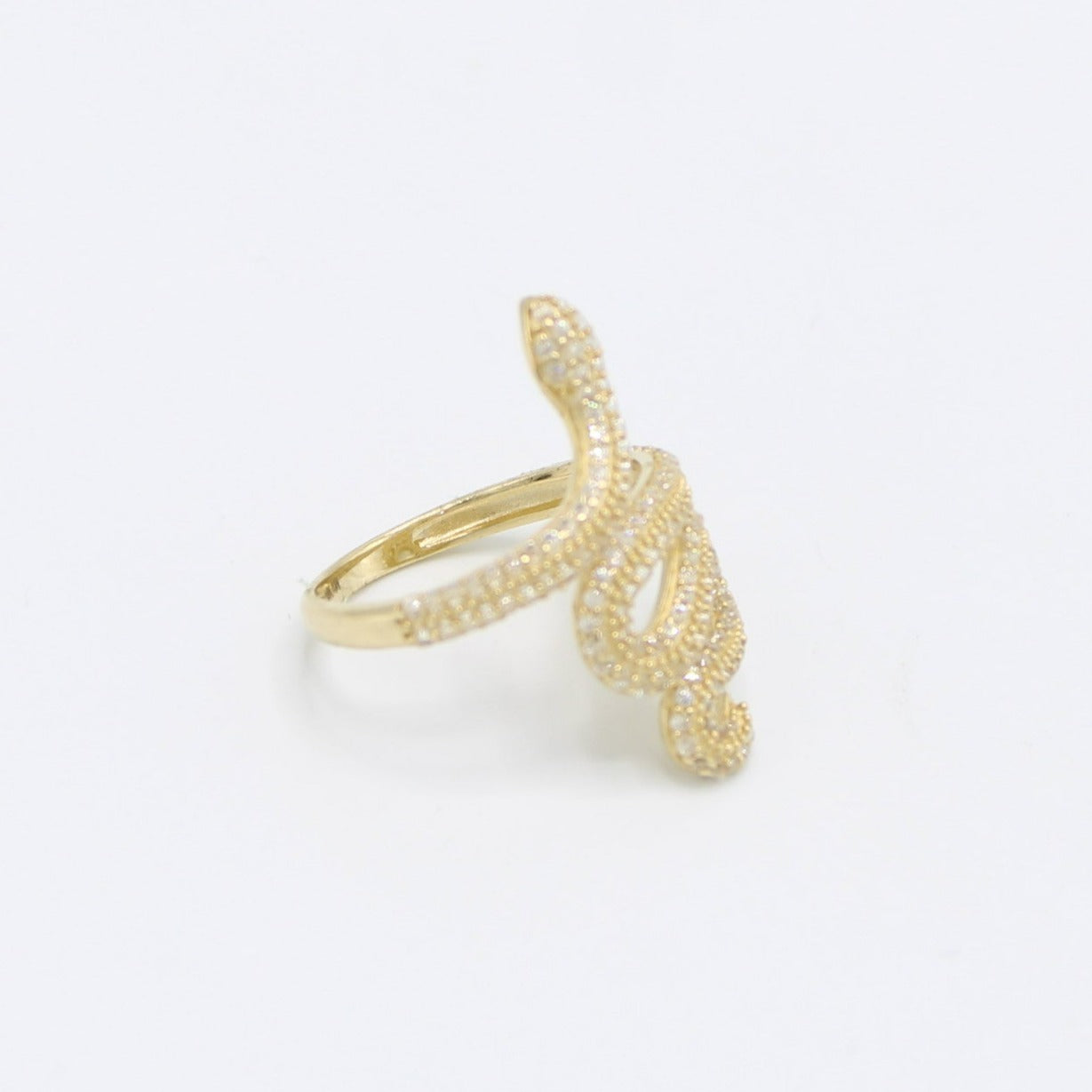 14K Snake Women's Ring Cz Stones Yellow Gold