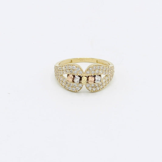 14K Fancy Women's Ring Cz Stones Yellow Gold