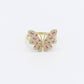 14K Butterfly Women's Ring Cz Stones Yellow Gold