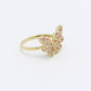 14K Butterfly Women's Ring Cz Stones Yellow Gold