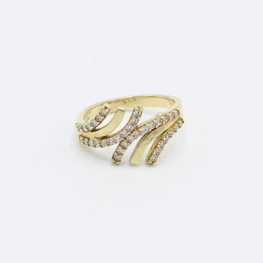 14K Fancy Women's Ring Cz Stones Yellow Gold