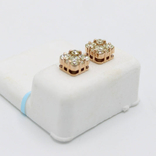 14K Square VS Diamond Earrings Rose Gold