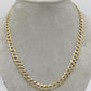 14K Solid Flat Cuban Chain Two Tones Yellow Gold ( 9.4 mm\ 24" )