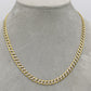 14K Solid Flat Cuban Chain Two Tones Yellow Gold ( 6.8 mm\ 22" )