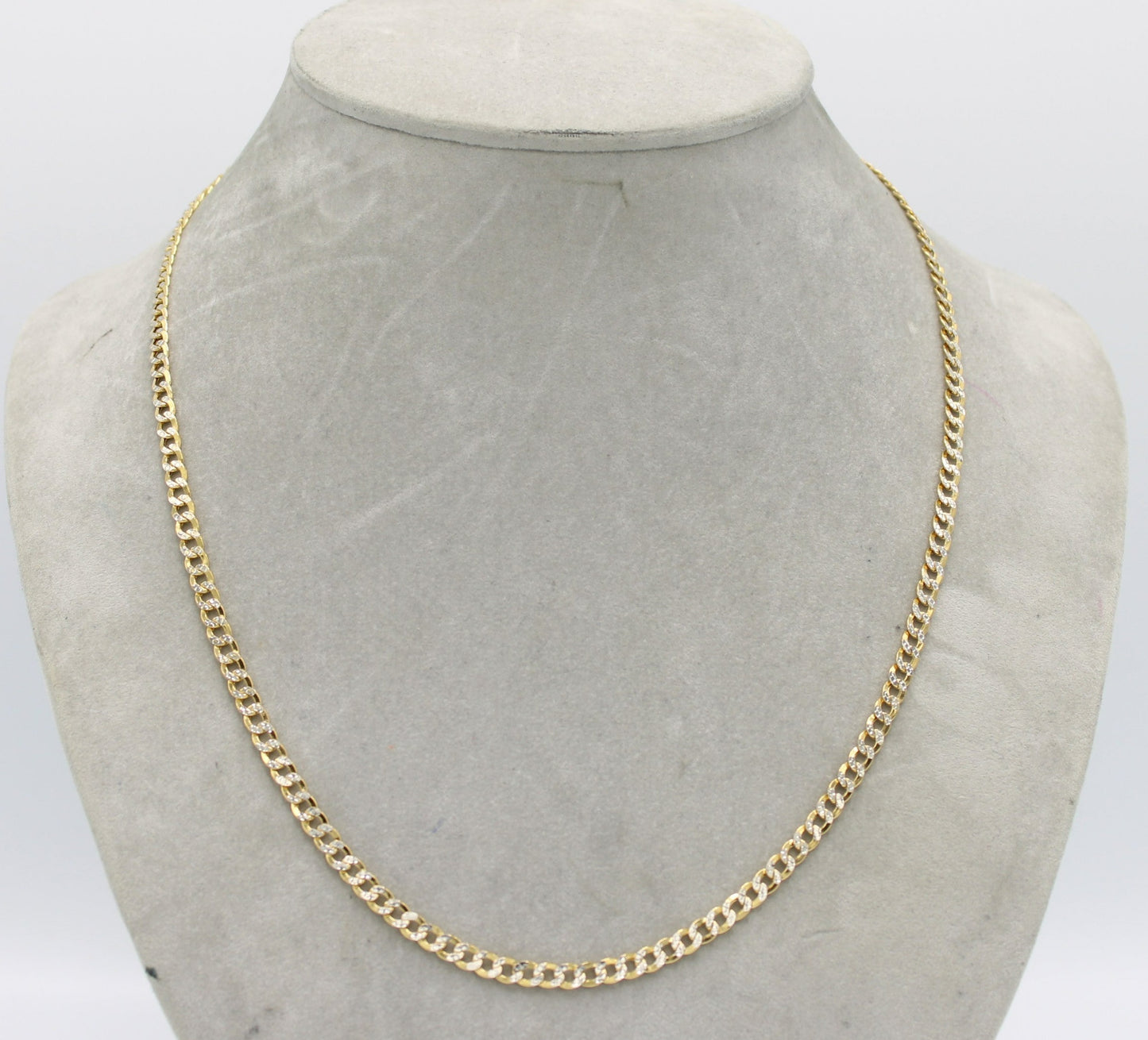 14K Semi-Solid Flat Cuban Chain Two Tones Yellow Gold ( 4.4 mm\ 24 " )