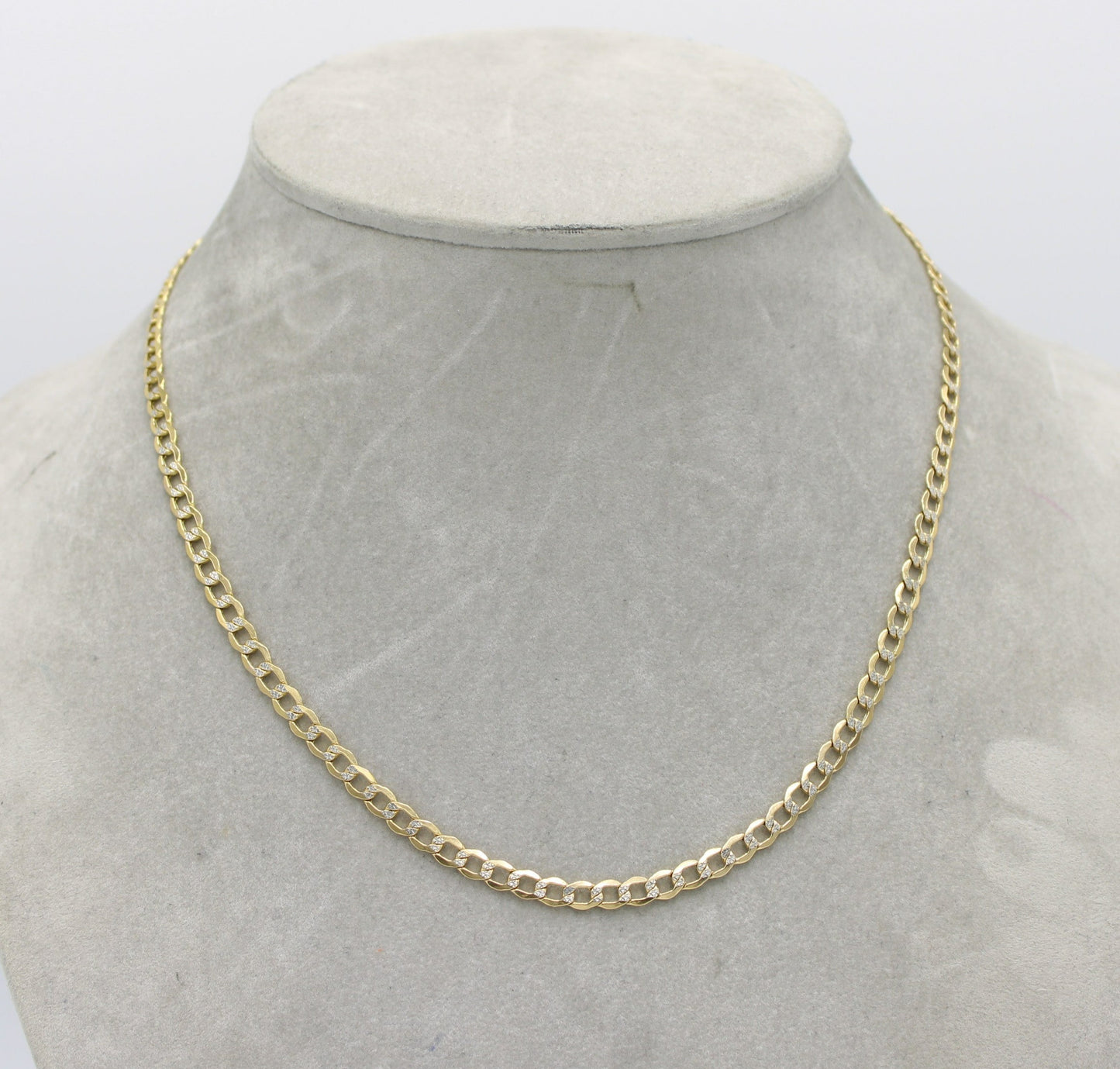 14K Semi-Solid Flat Cuban Chain Two Tones Yellow Gold ( 4.5 mm\ 20 " )