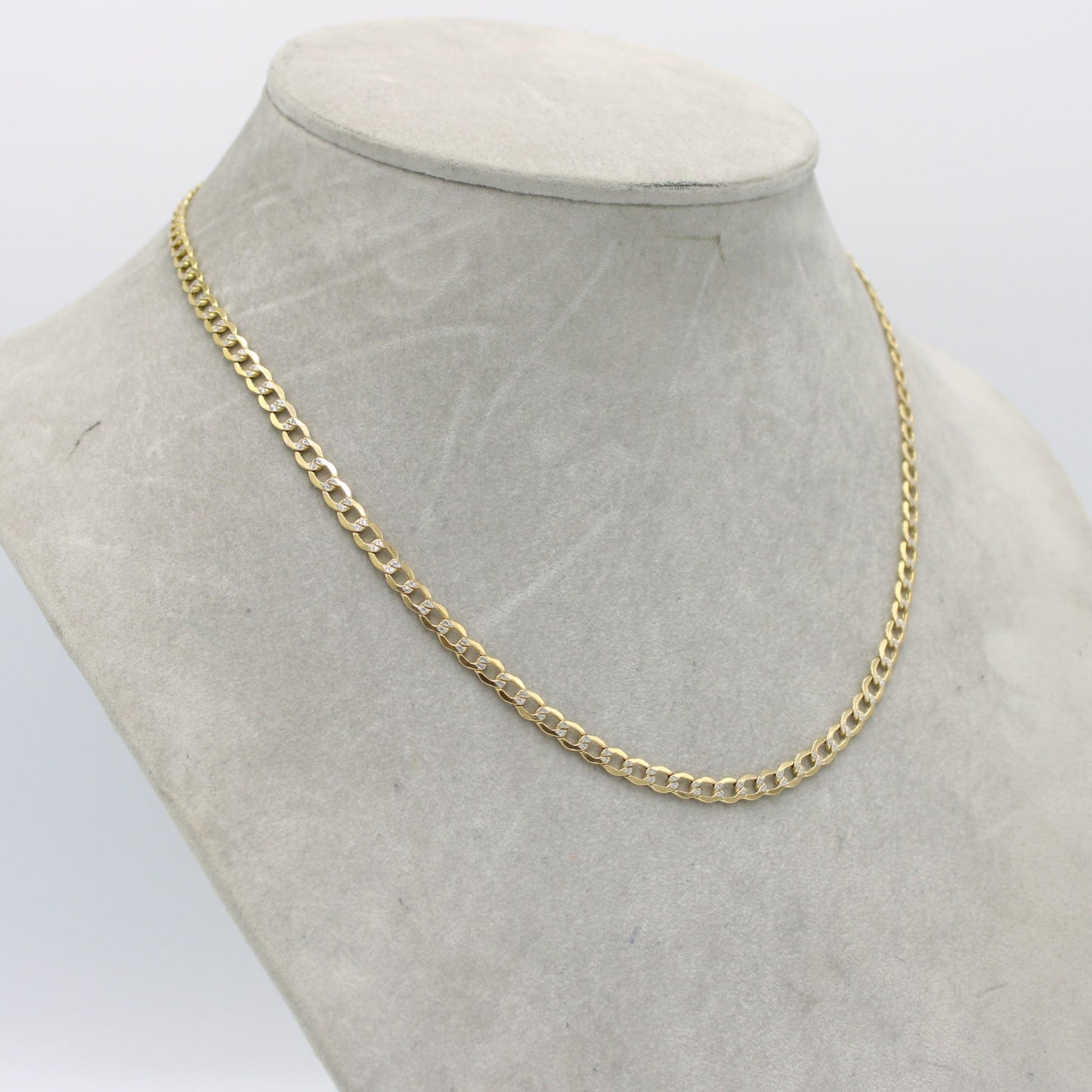 14K Semi-Solid Flat Cuban Chain Two Tones Yellow Gold ( 4.5 mm\ 20 " )