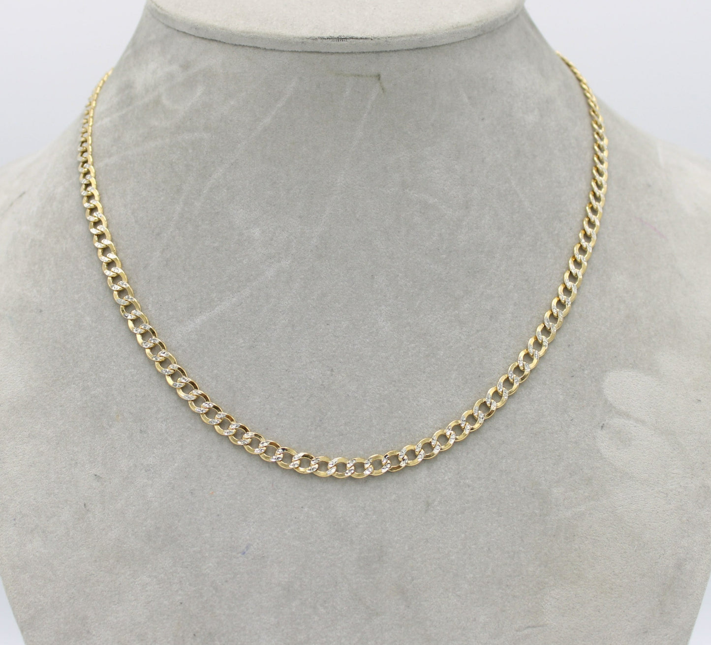 14K Semi-Solid Flat Cuban Chain Two Tones Yellow Gold ( 5.2 mm\ 20 " )