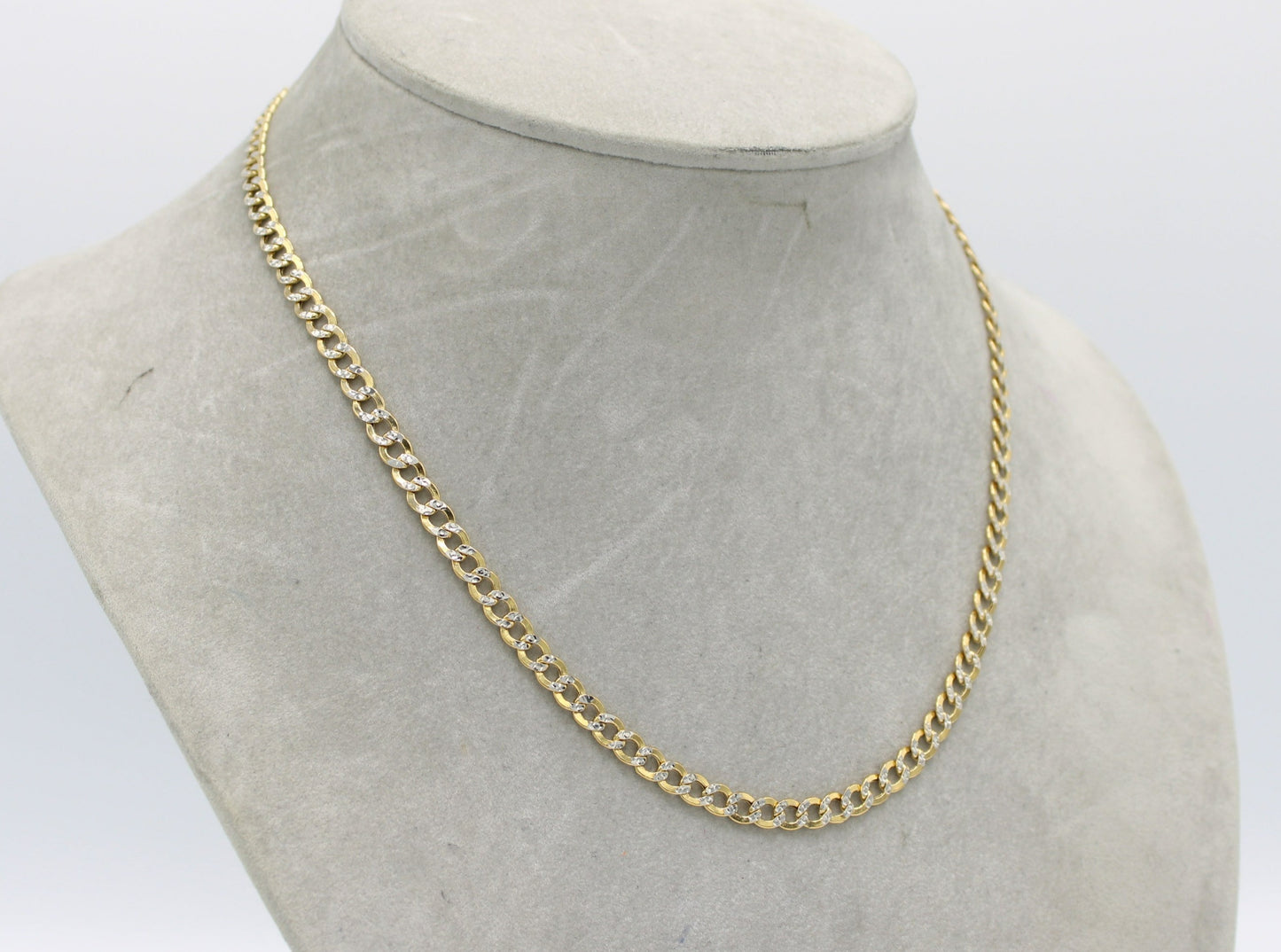 14K Semi-Solid Flat Cuban Chain Two Tones Yellow Gold ( 5.2 mm\ 20 " )