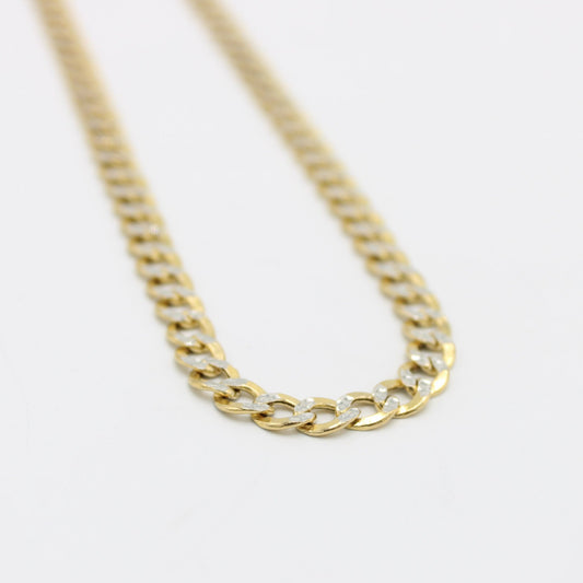 14K Semi-Solid Flat Cuban Chain Two Tones Yellow Gold ( 5.2 mm\ 20 " )