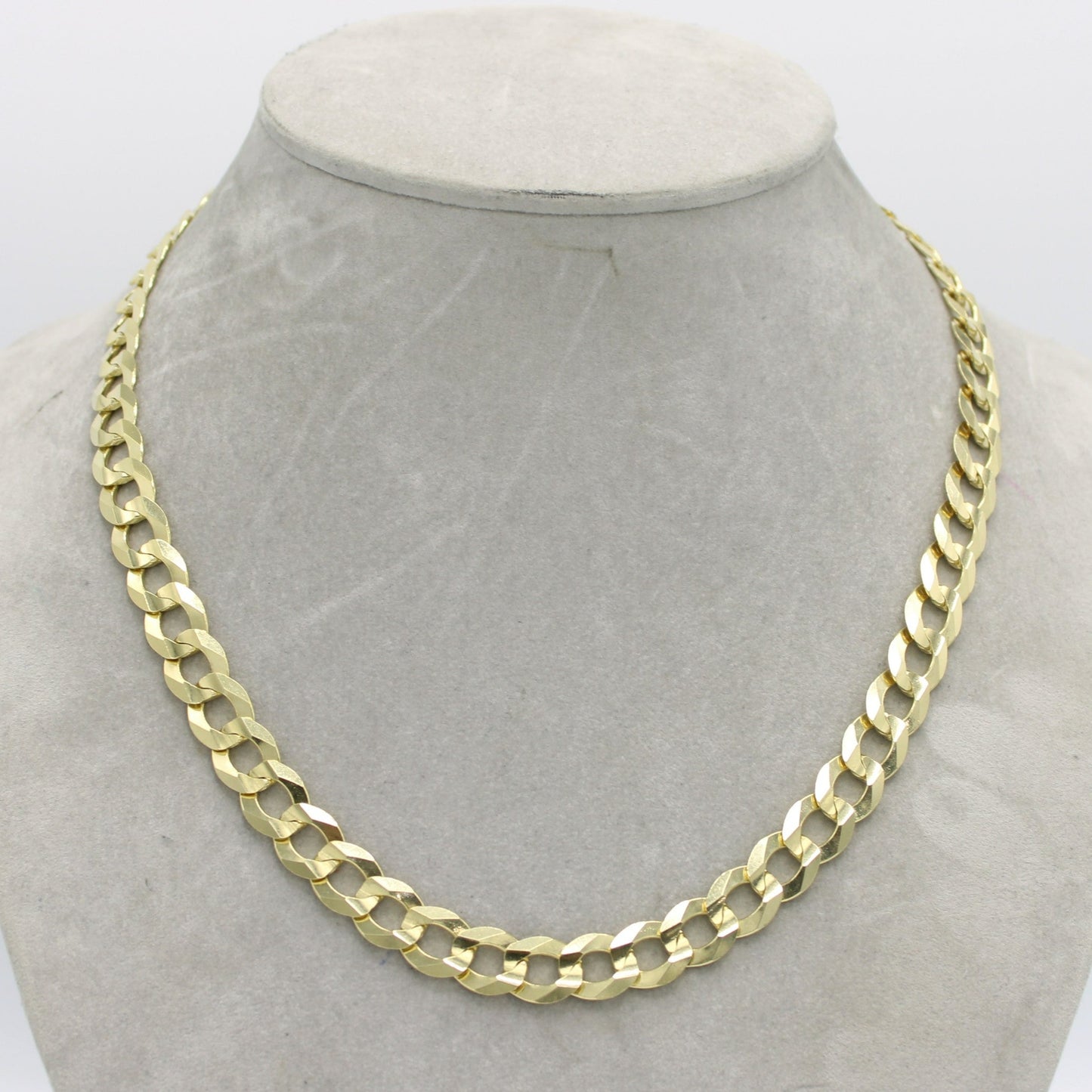14K Solid Flat Cuban Chain Two Tones Yellow Gold ( 11 mm\ 22 " )