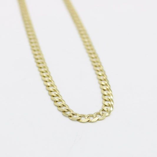 14K Solid Flat Cuban Chain Yellow Gold ( 4.5 mm\ 20 " )