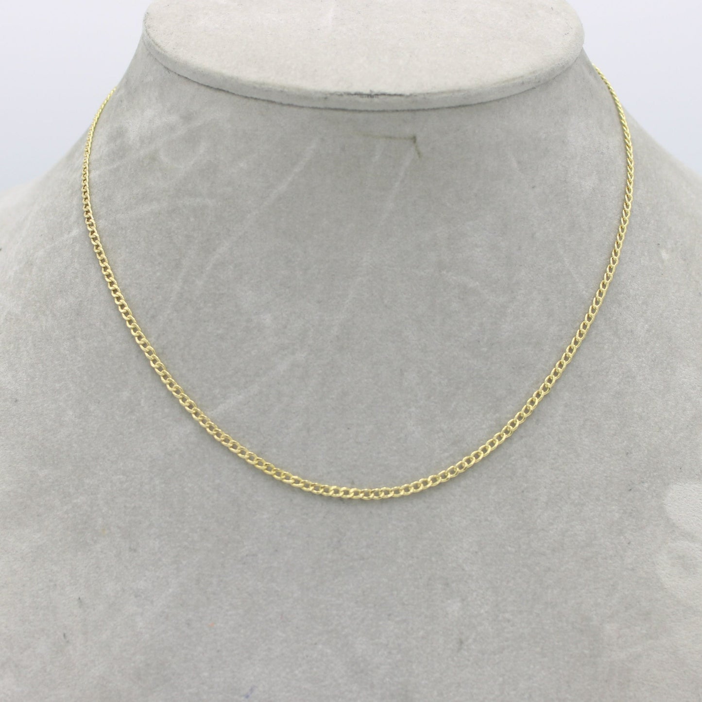 14K Semi-Solid Flat Cuban Chain Yellow Gold ( 2.2 mm\ 18 " )